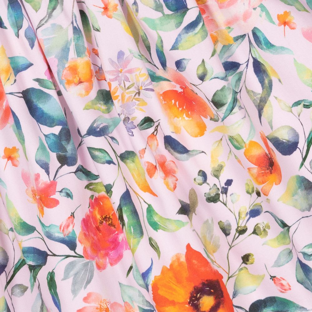 Tutto Piccolo-Розовое хлопковое платье в цветочек | Childrensalon Outlet