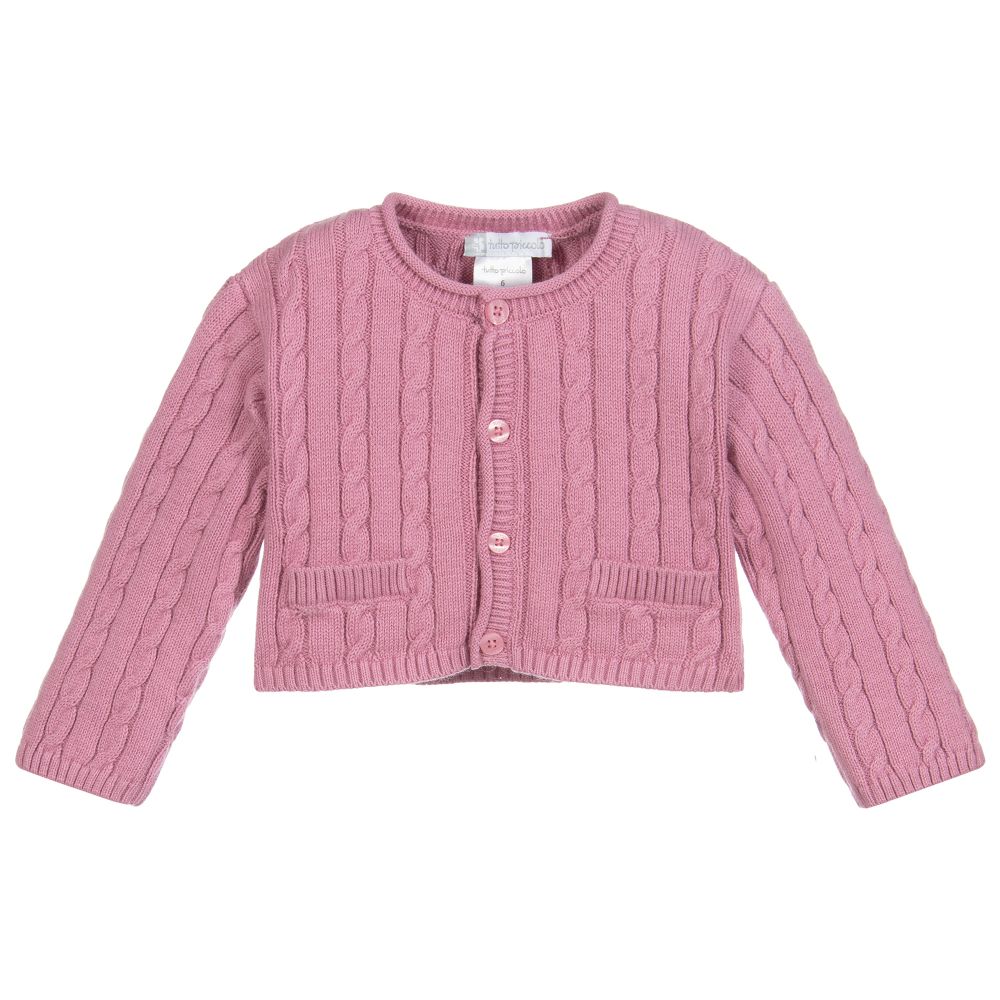 Tutto Piccolo-كارديغان أطفال بناتي قطن و صوف أنغورا لون زهري | Childrensalon Outlet