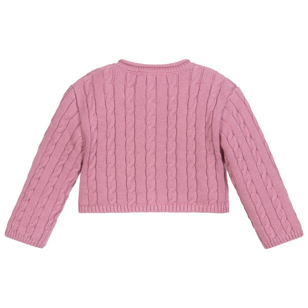 Tutto Piccolo-كارديغان أطفال بناتي قطن و صوف أنغورا لون زهري | Childrensalon Outlet