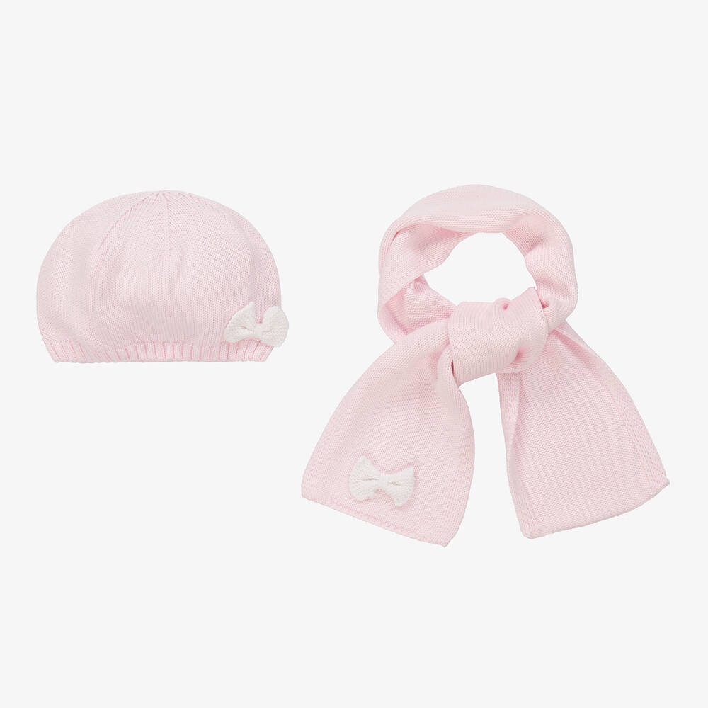 Tutto Piccolo - Pink Knitted Hat & Scarf Set | Childrensalon