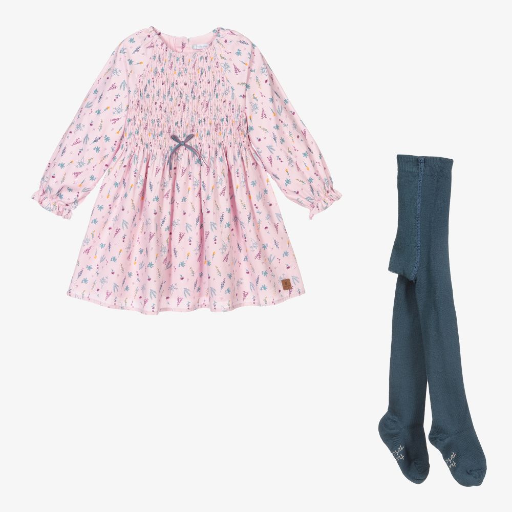Tutto Piccolo-Pink & Teal Green Dress Set | Childrensalon Outlet