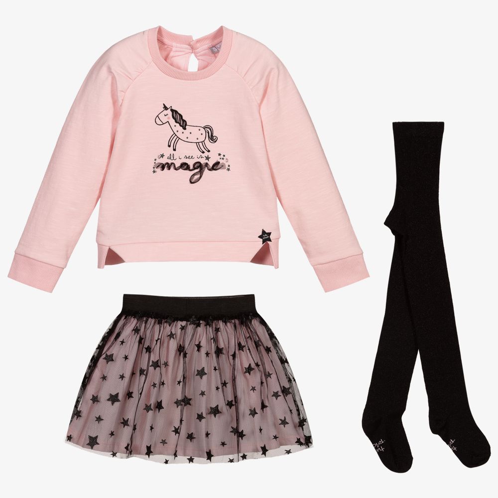 Tutto Piccolo-Pink Unicorn Skirt Set | Childrensalon Outlet