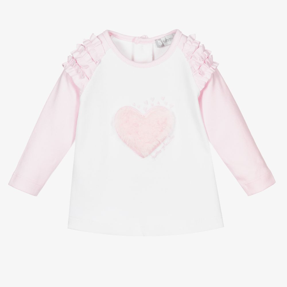 Tutto Piccolo - Pink & White Cotton Baby Top | Childrensalon