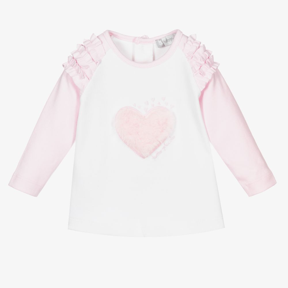 Tutto Piccolo-Pink & White Cotton Baby Top | Childrensalon Outlet