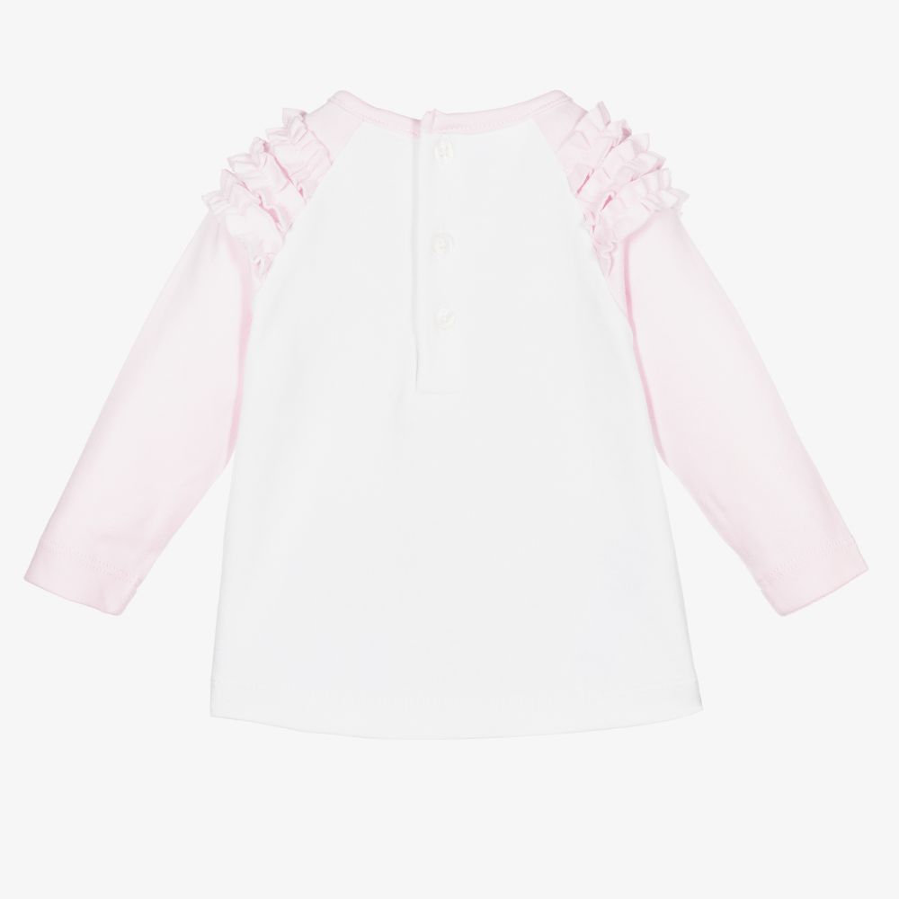 Tutto Piccolo-Pink & White Cotton Baby Top | Childrensalon Outlet
