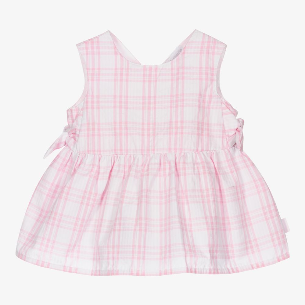 Tutto Piccolo - Бело-розовое хлопковое платье | Childrensalon