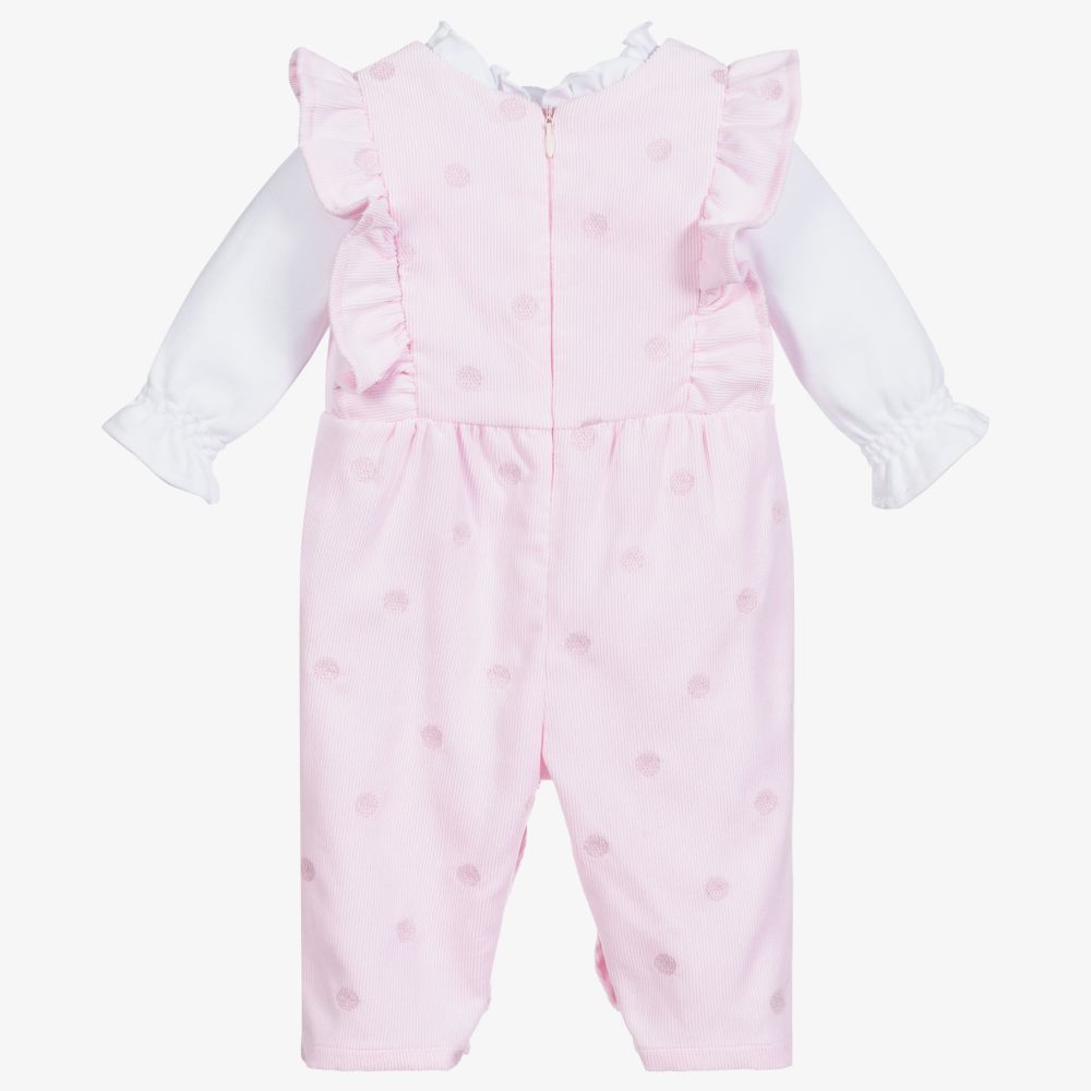 Tutto Piccolo-Бело-розовый комплект с полукомбинезоном | Childrensalon Outlet