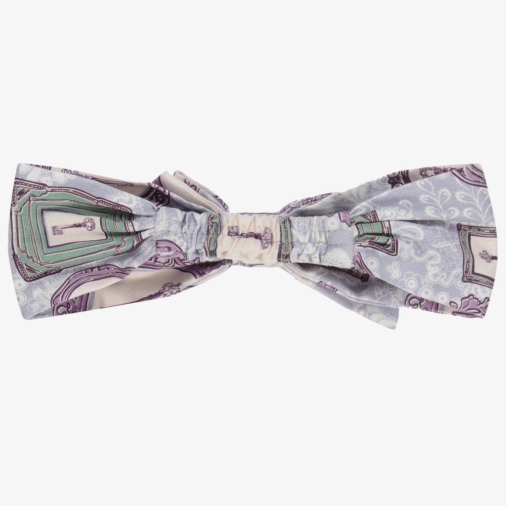 Tutto Piccolo-طوق للرأس قطن مزين بفيونكة لون أرجواني للبنات | Childrensalon Outlet