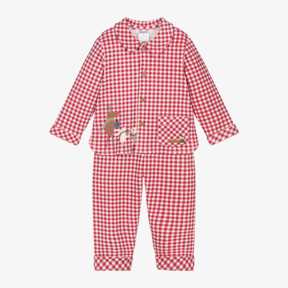 Tutto Piccolo-Red Check Cotton Pyjamas | Childrensalon Outlet