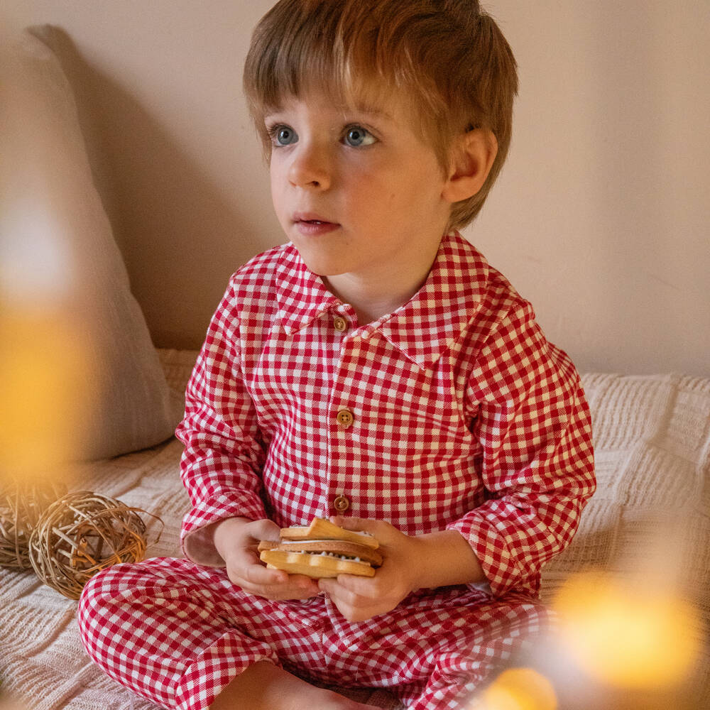 Tutto Piccolo-Red Check Cotton Pyjamas | Childrensalon Outlet