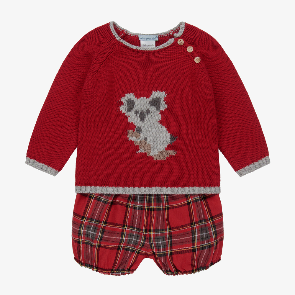 Tutto Piccolo - Red Cotton Baby Shorts Set | Childrensalon