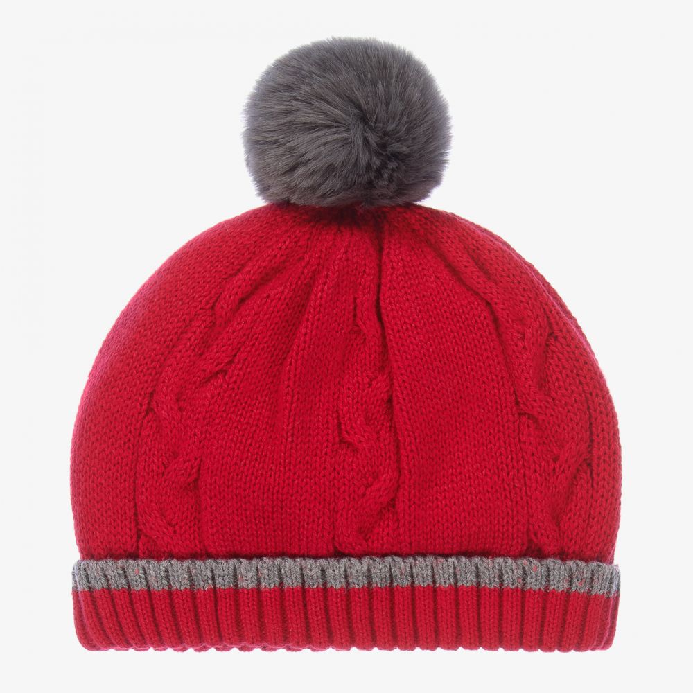 Tutto Piccolo-طقم قبعة وسكارف قطن محبوك لون أحمر للأولاد | Childrensalon Outlet