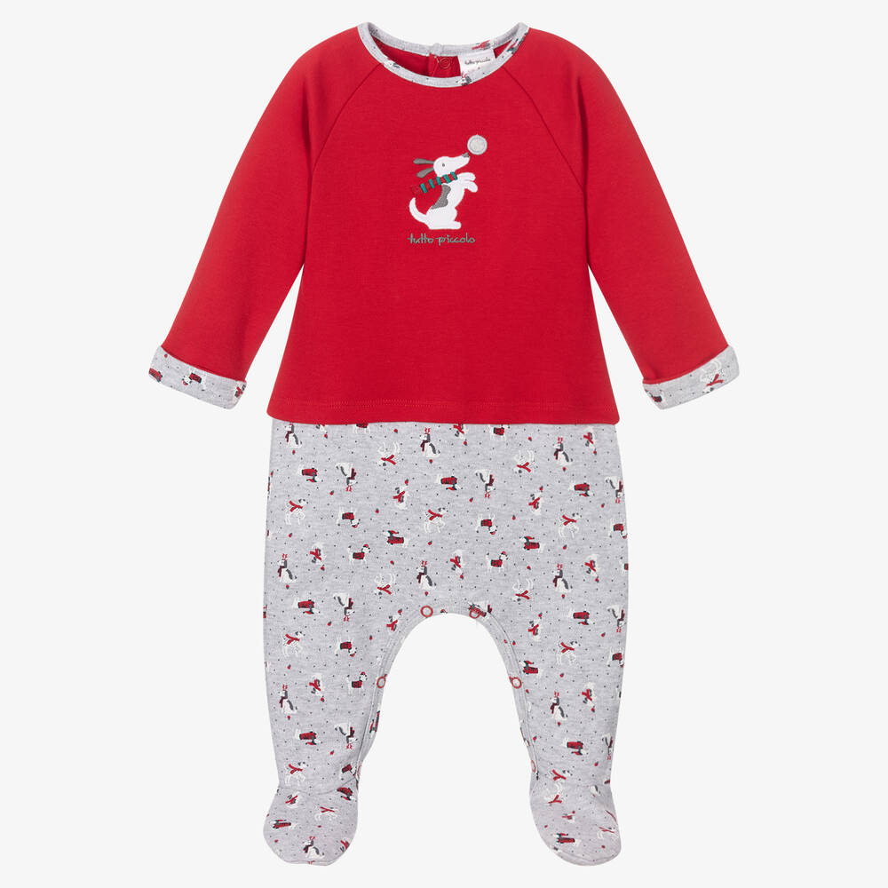 Tutto Piccolo - Red Festive Dog Babygrow | Childrensalon