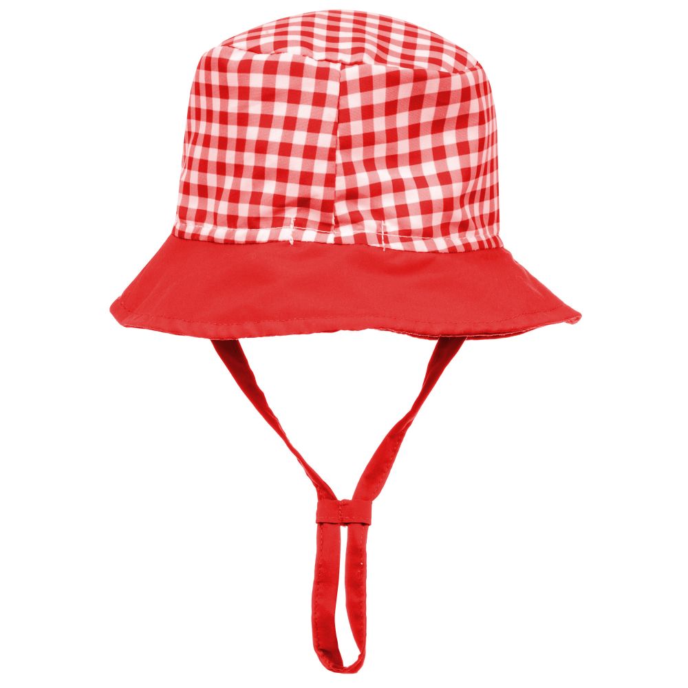 Tutto Piccolo-Red Gingham Cotton Hat | Childrensalon Outlet