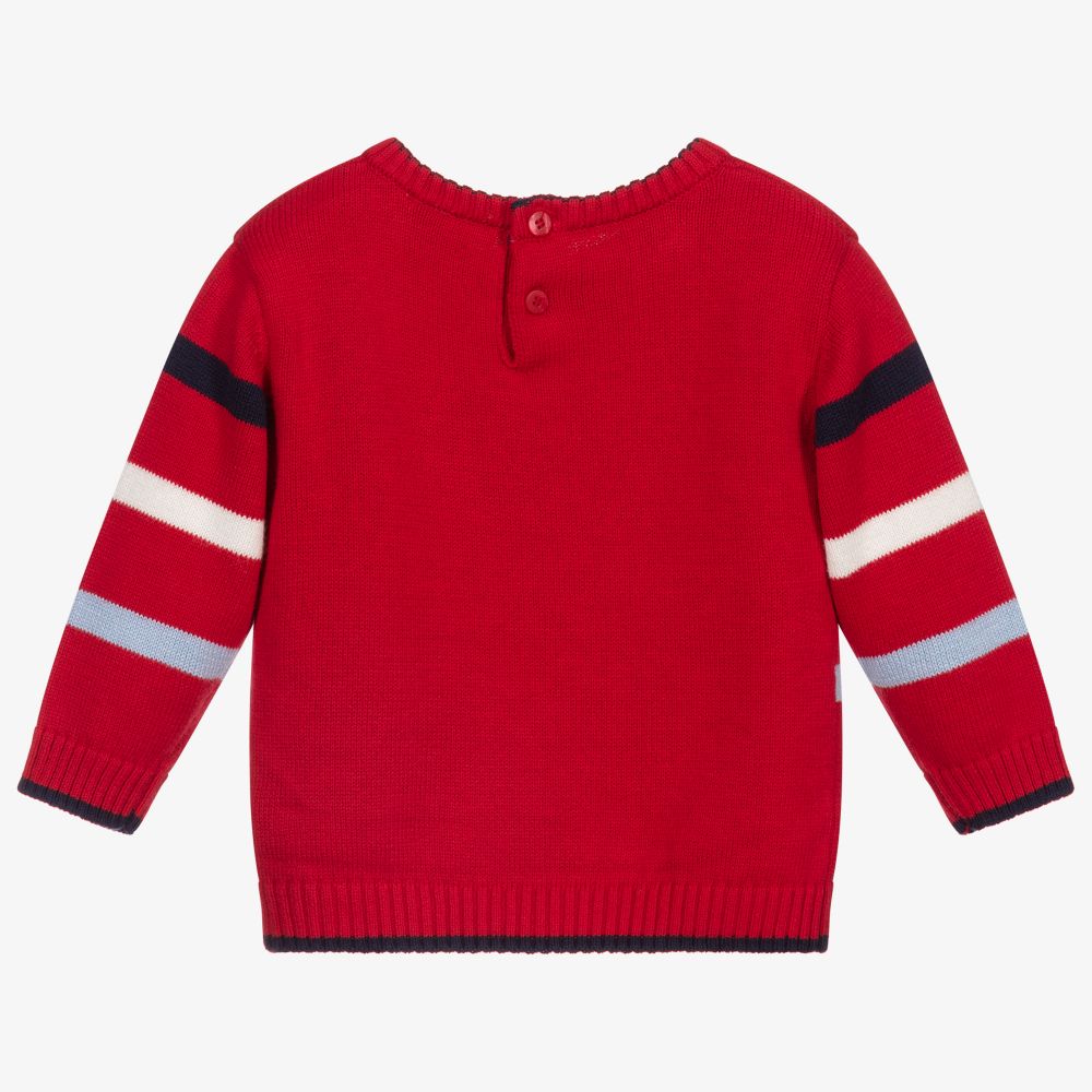 Tutto Piccolo-Красный вязаный свитер с машинками | Childrensalon Outlet