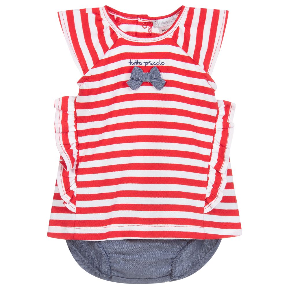 Tutto Piccolo - Red Stripe Dress Set | Childrensalon