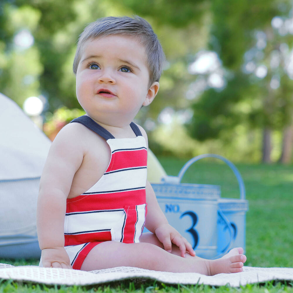 Tutto Piccolo-تبّان دانغريز أطفال ولادي قطن جيرسي مقلم لون أحمر وأبيض | Childrensalon Outlet