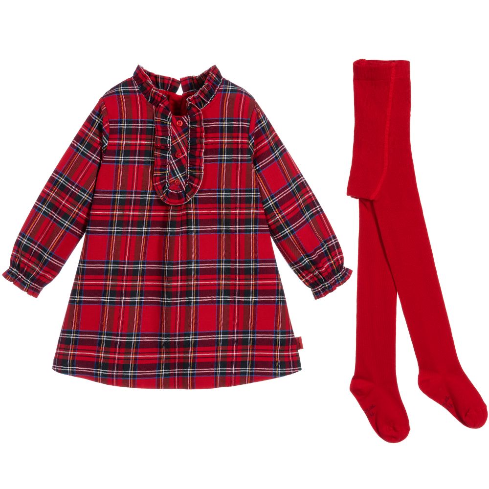 Tutto Piccolo-فستان تارتان وكولون لون أحمر، كحلي وأخضر | Childrensalon Outlet
