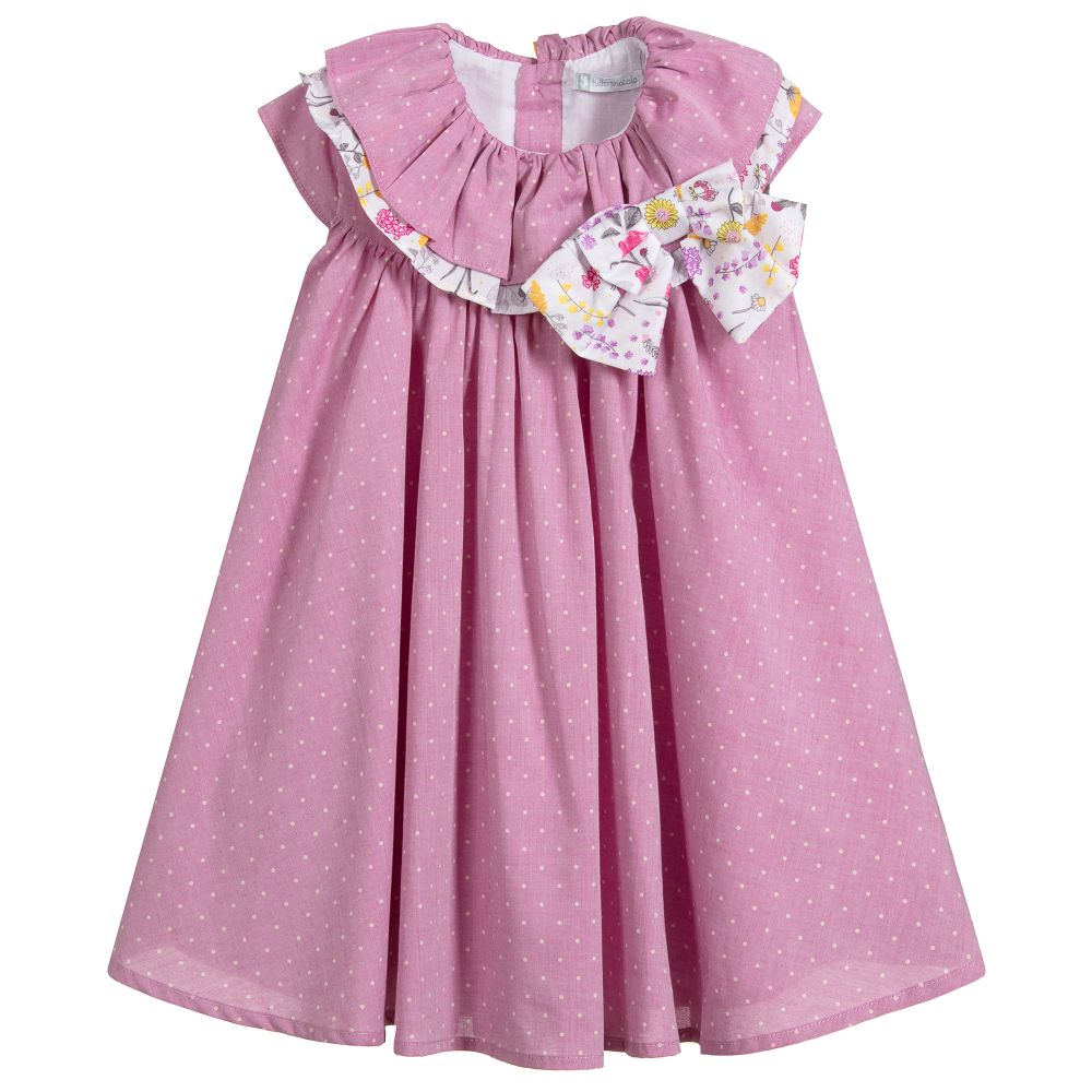 Tutto Piccolo-Spotted Pink Cotton Dress | Childrensalon Outlet