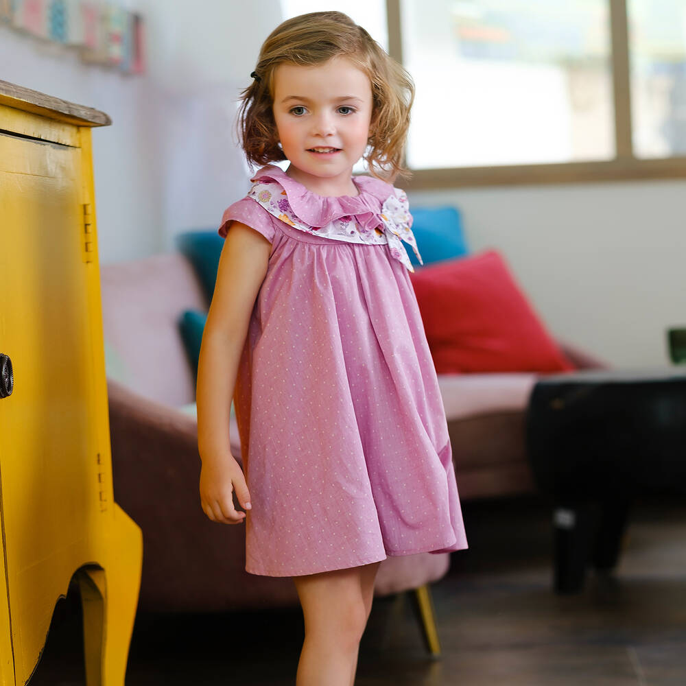 Tutto Piccolo-فستان قطن منقط لون زهري | Childrensalon Outlet