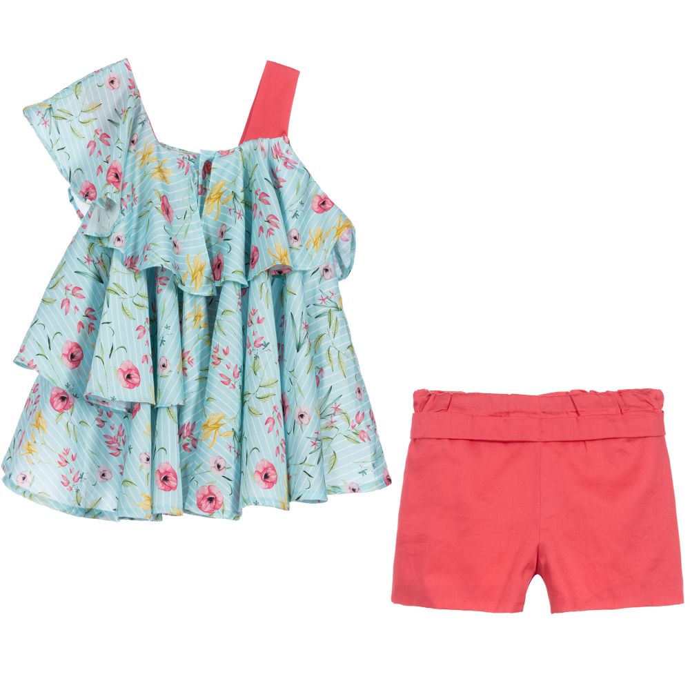 Tutto Piccolo-Teen Blue & Pink Shorts Set | Childrensalon Outlet