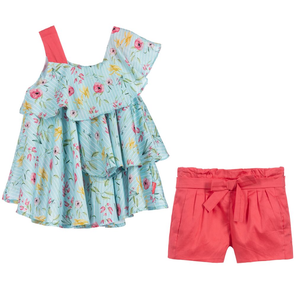 Tutto Piccolo - Teen Blue & Pink Shorts Set | Childrensalon