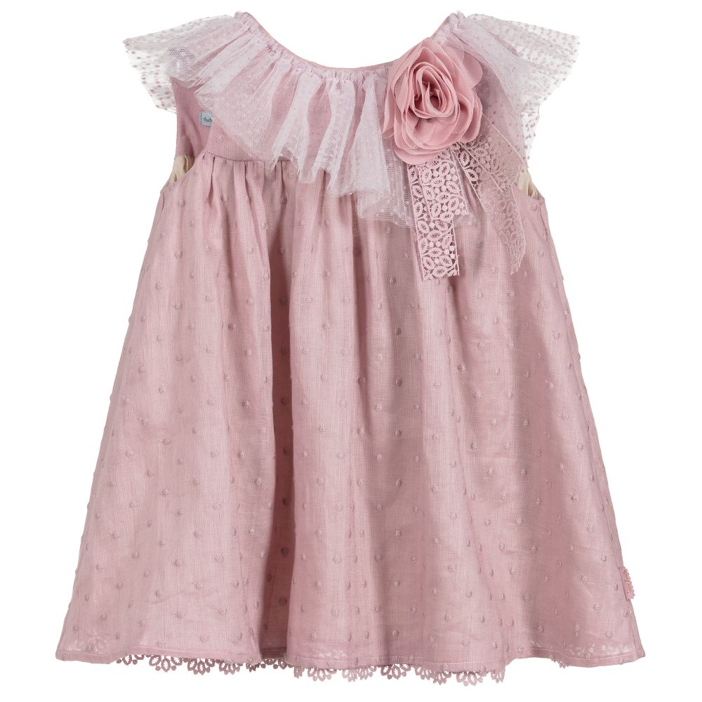 Tutto Piccolo - Teen Pink Linen & Tulle Dress | Childrensalon