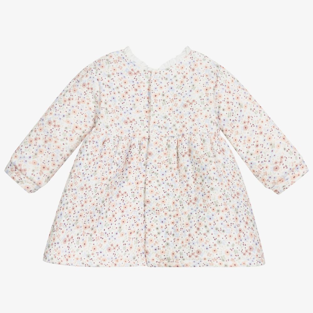 Tutto Piccolo-White & Beige Floral Dress Set | Childrensalon Outlet