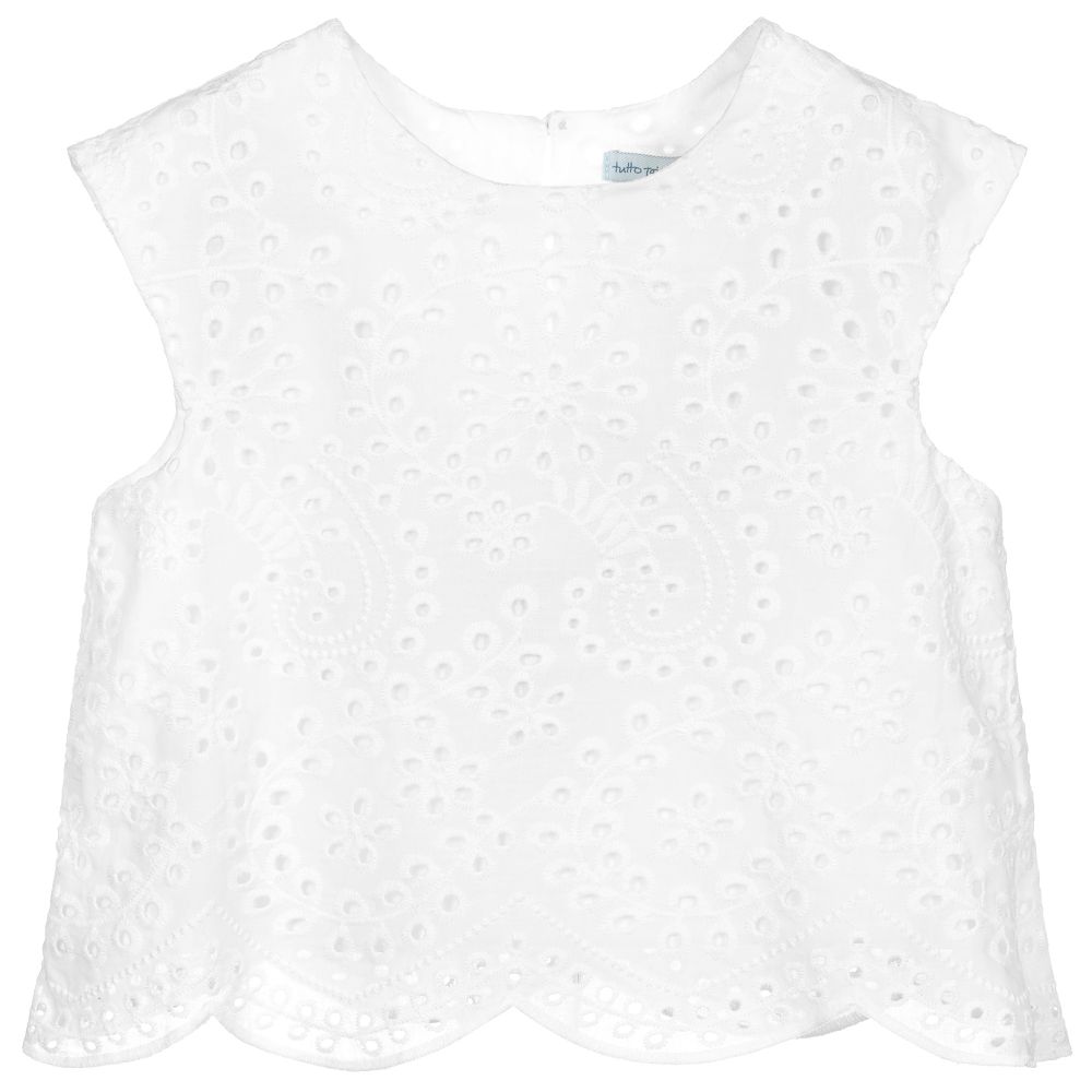 Tutto Piccolo - White Broderie Anglaise Blouse | Childrensalon