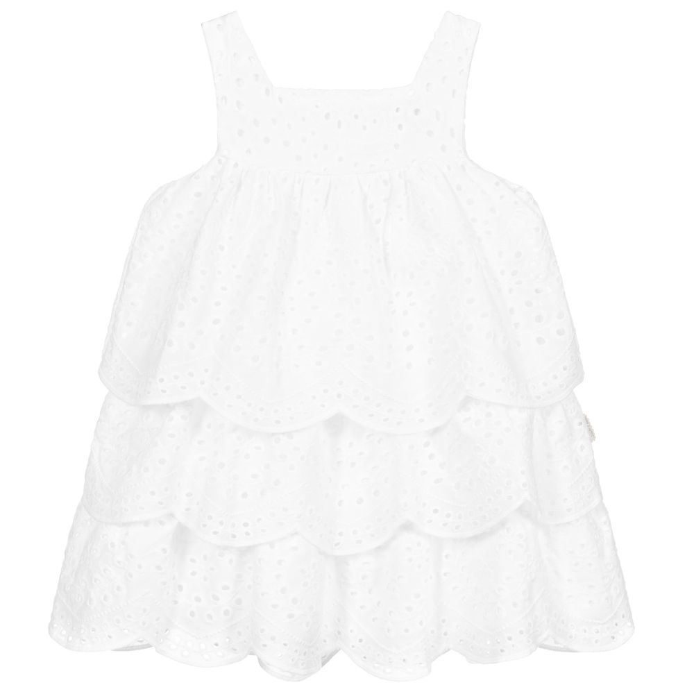 Tutto Piccolo-Белое платье с вышивкой ришелье | Childrensalon Outlet