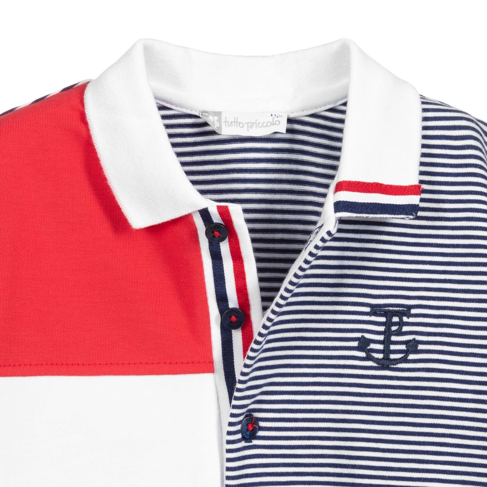 Tutto Piccolo-White & Navy Blue Shorts Set | Childrensalon Outlet