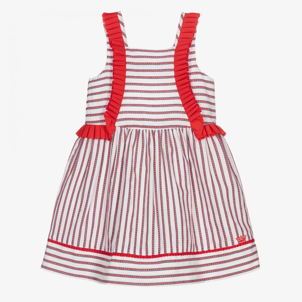 Tutto Piccolo - Robe blanche et rouge rayée | Childrensalon