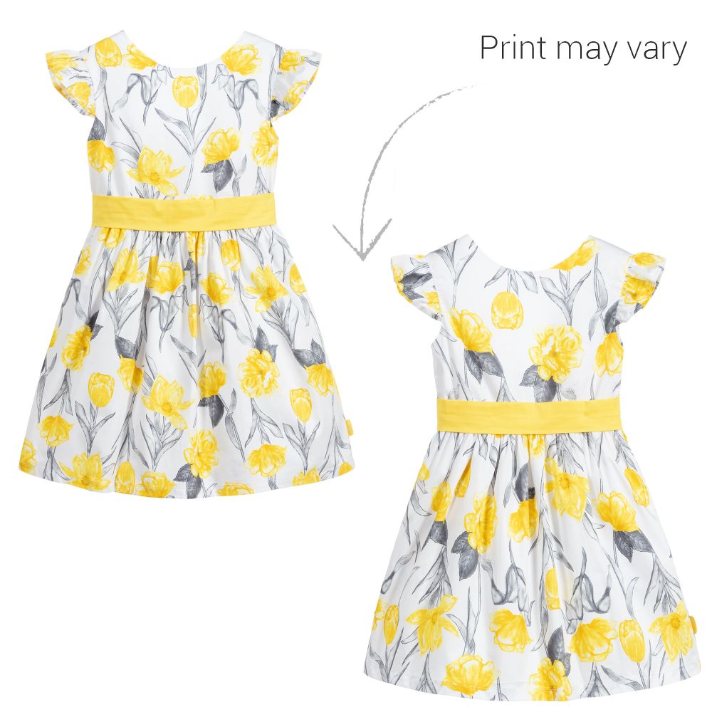 Tutto Piccolo-White & Yellow Cotton Dress | Childrensalon Outlet
