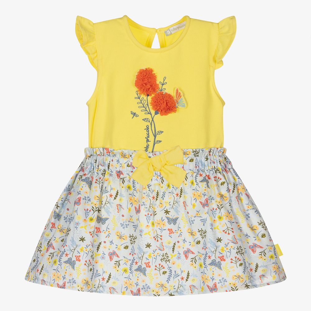 Tutto Piccolo - Желтая футболка и голубая юбка из хлопка | Childrensalon