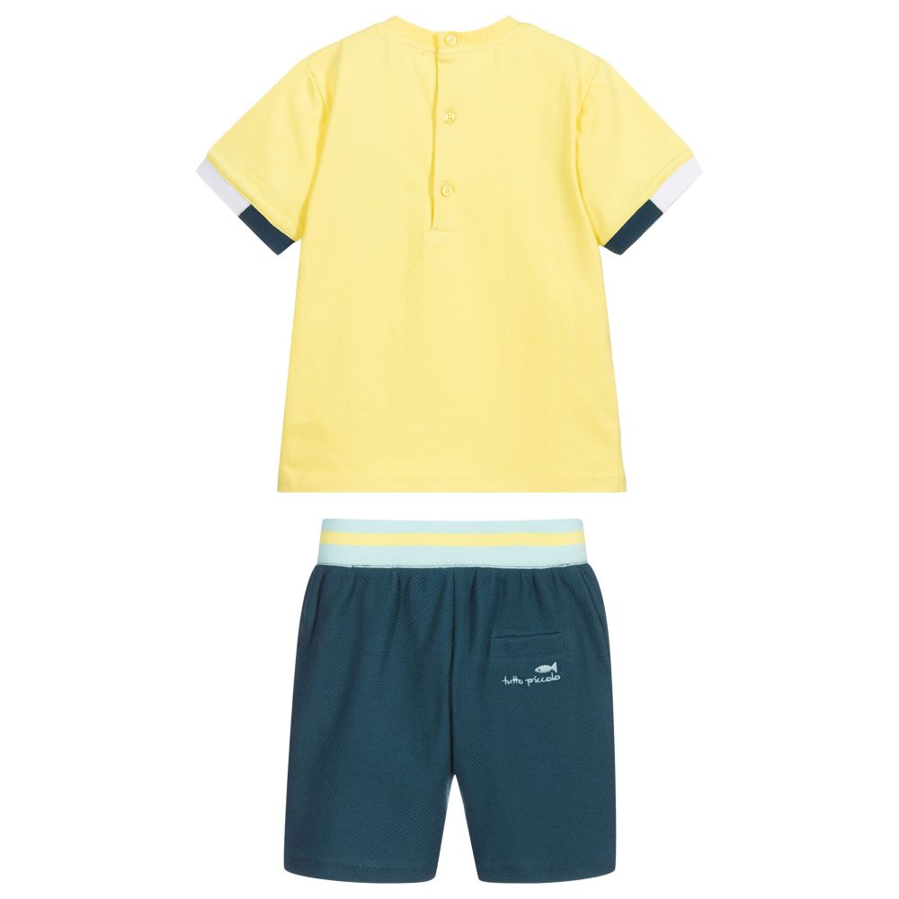 Tutto Piccolo-Желтая футболка и синие шорты | Childrensalon Outlet