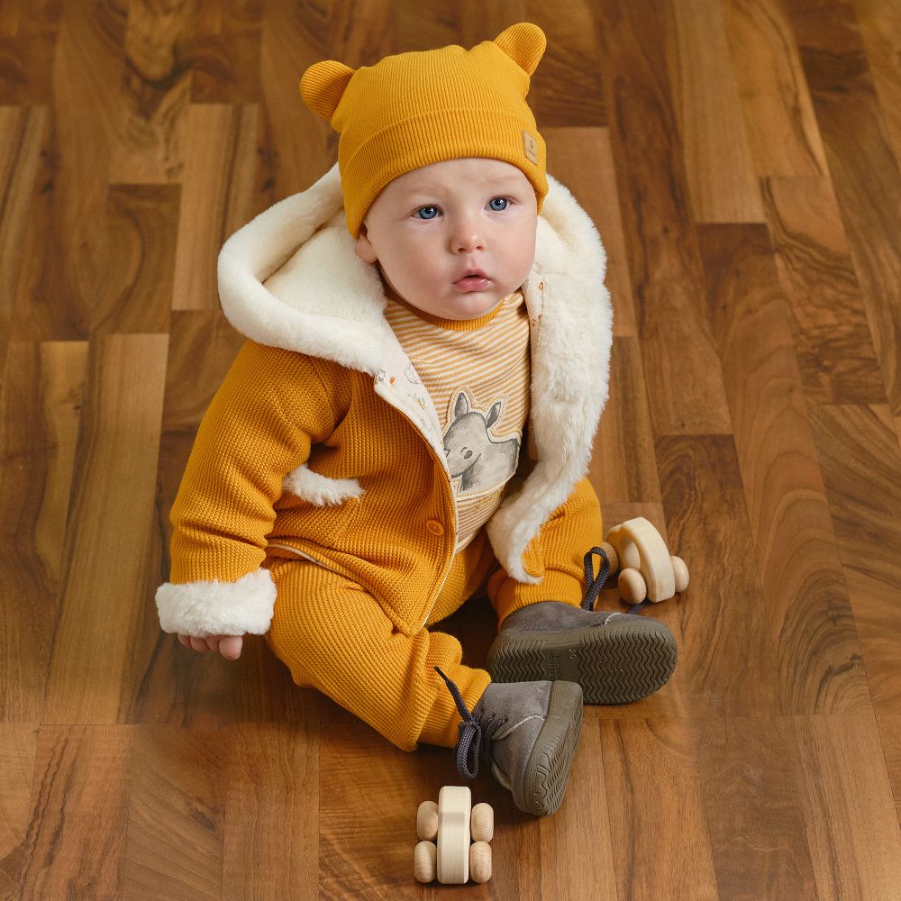 Yellow knitted cheap baby outfit