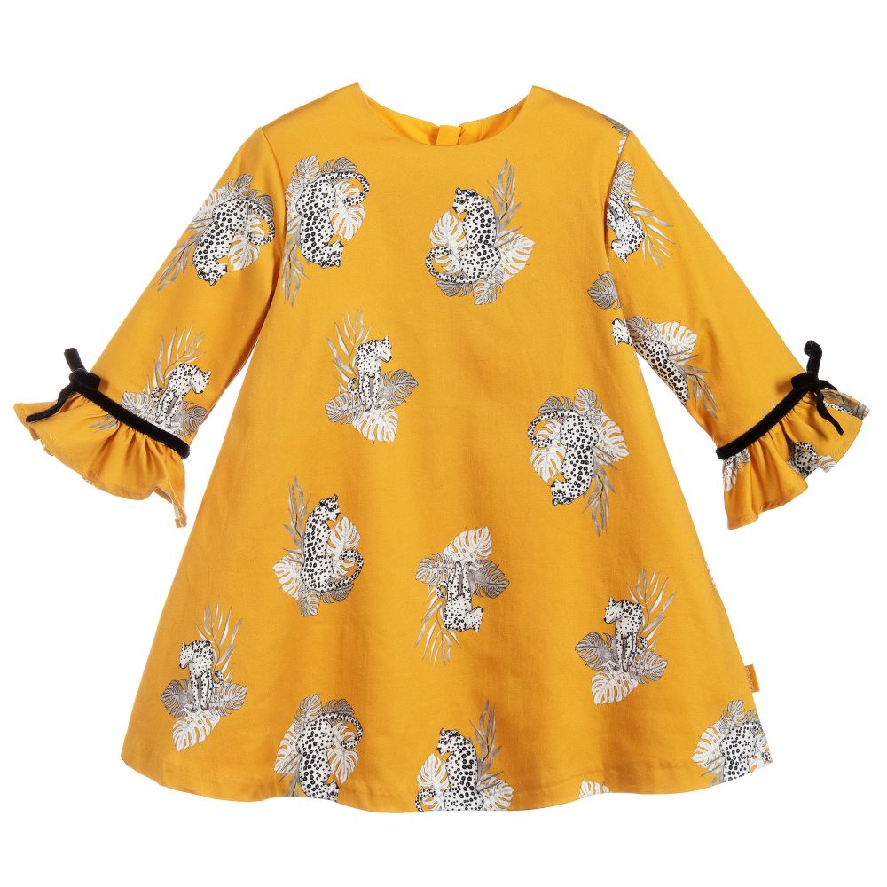 Tutto Piccolo-Комплект с желтым платьем с леопардами | Childrensalon Outlet