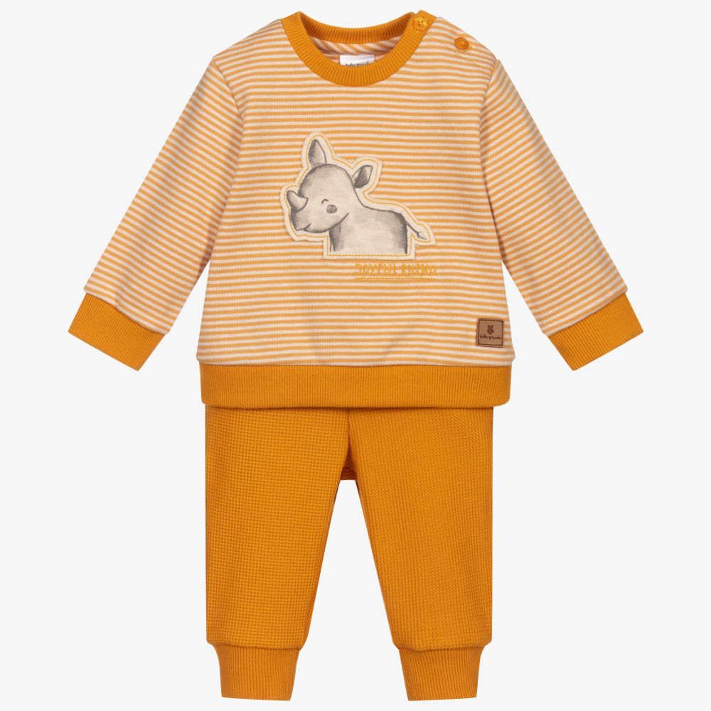 Tutto Piccolo-Желтый топ в полоску с брюками | Childrensalon Outlet