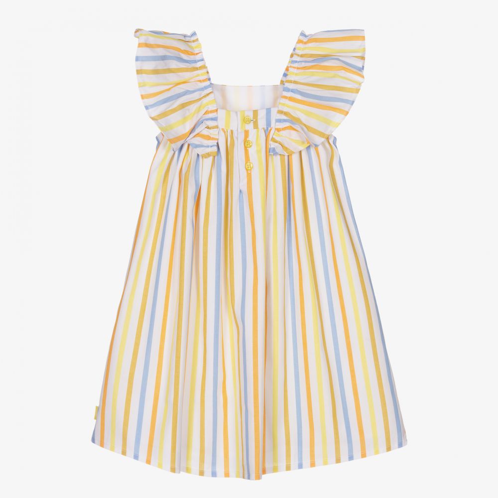 Tutto Piccolo-Yellow Striped Cotton Dress | Childrensalon Outlet