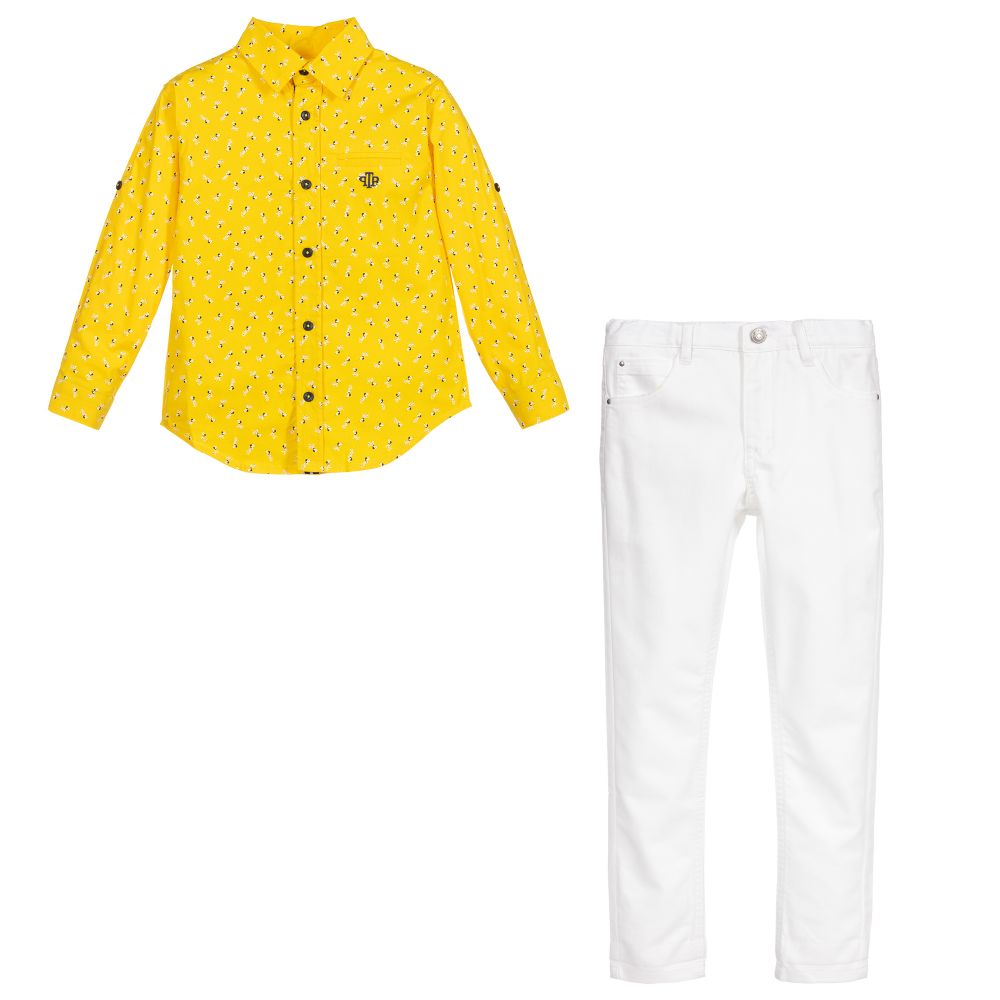Tutto Piccolo-Yellow & White Trouser Set | Childrensalon Outlet
