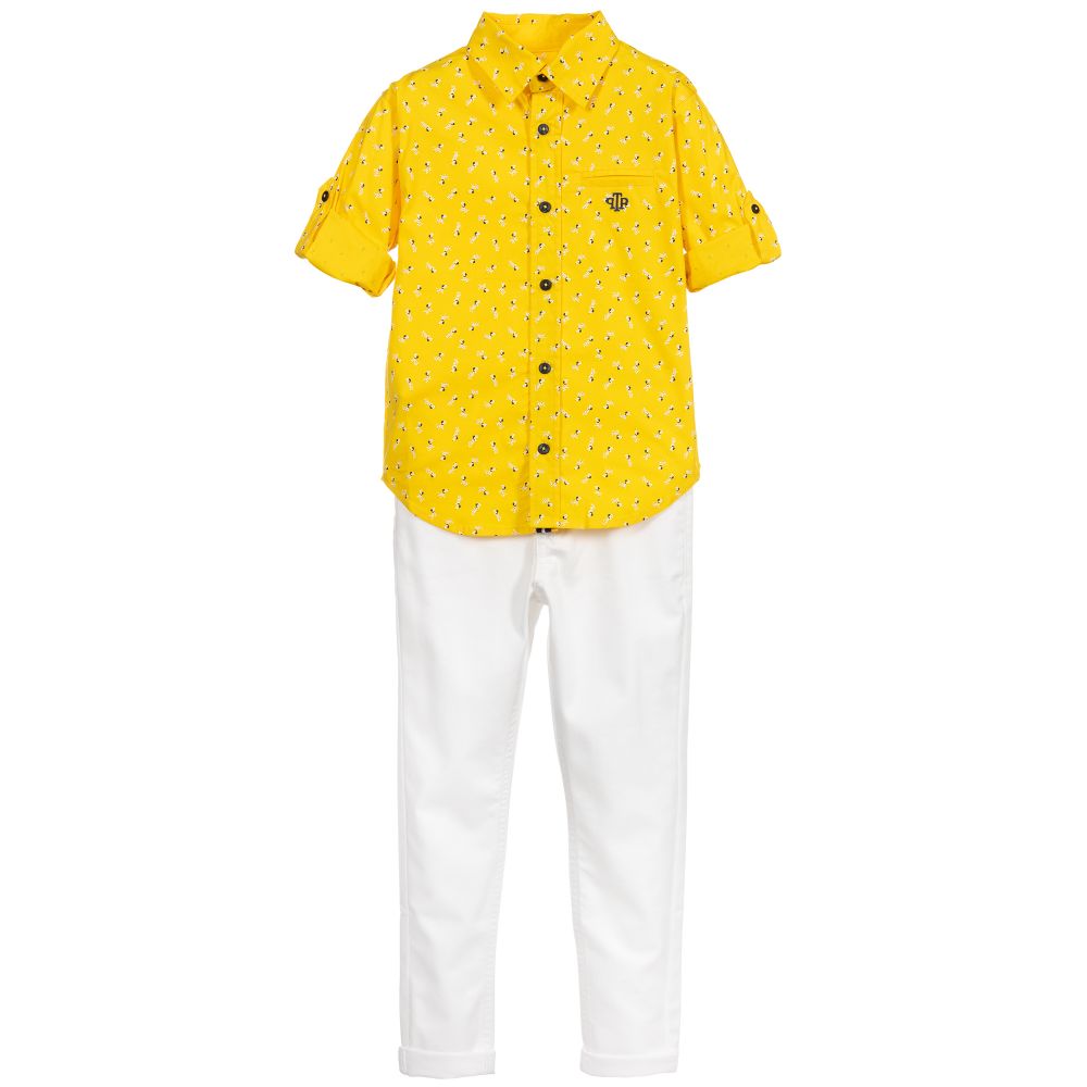 Tutto Piccolo - Yellow & White Trouser Set | Childrensalon