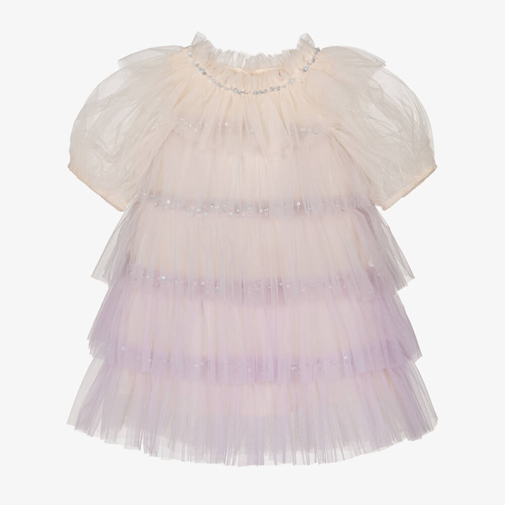 Tutu du Monde-Baby Girls Ivory & Lilac Purple Tulle Dress | Childrensalon Outlet