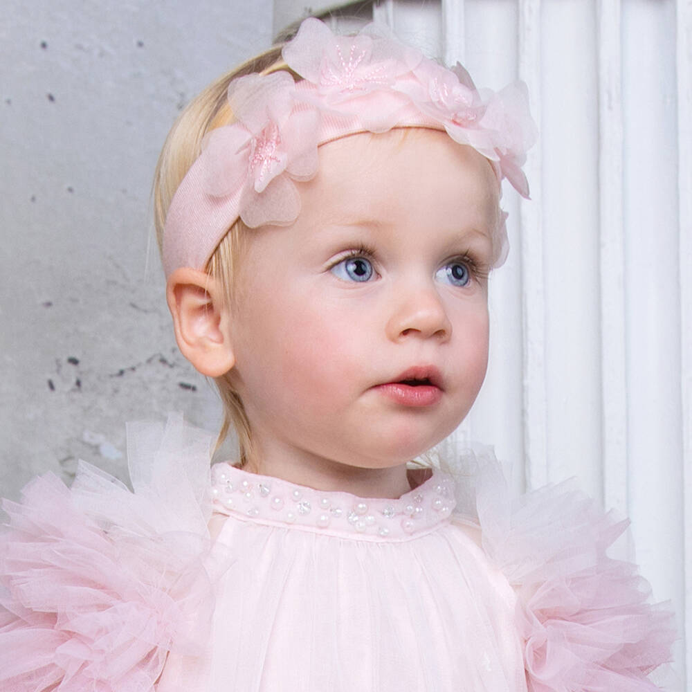 Tutu du Monde-Baby Girls Pink Organza Flower Headband | Childrensalon Outlet