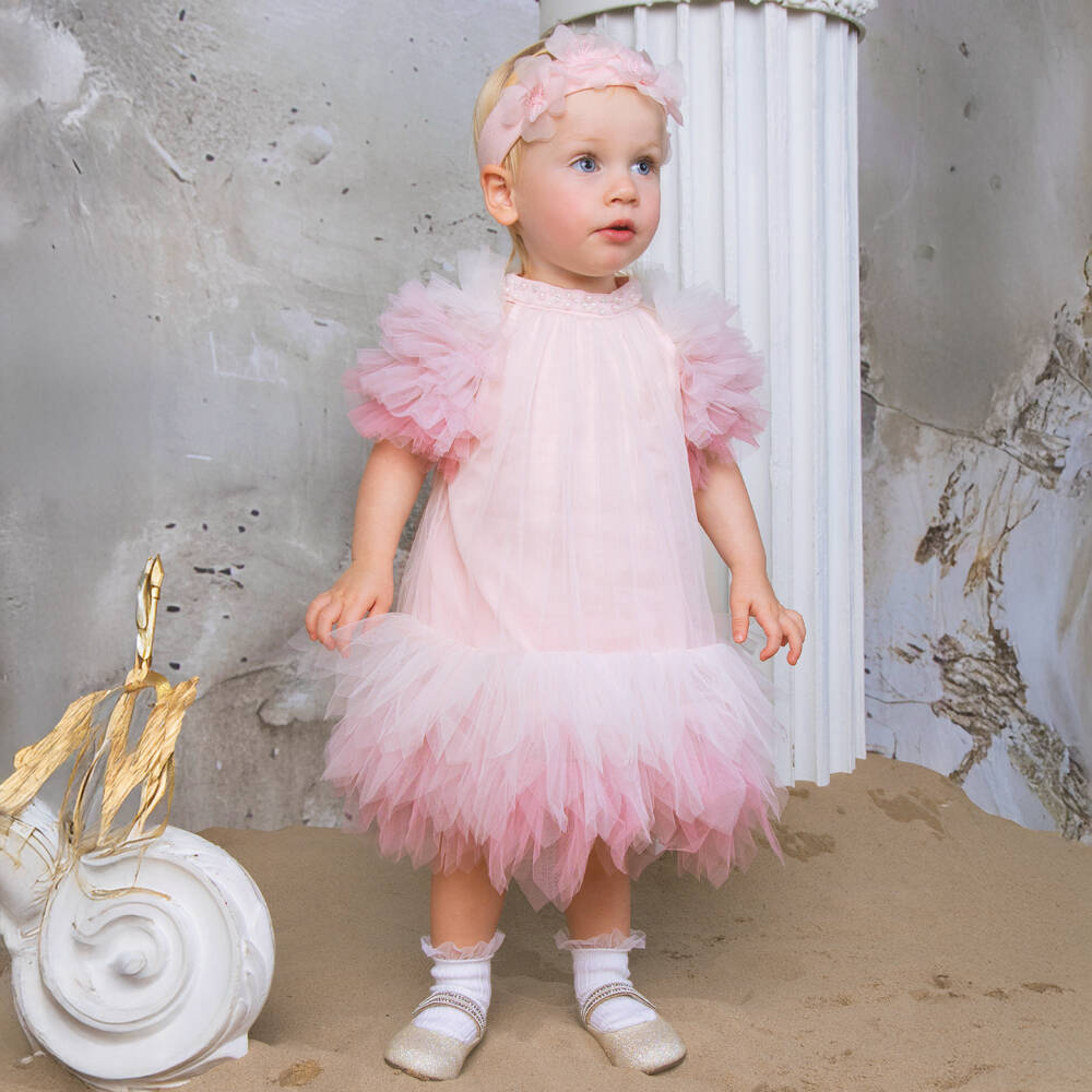 Tutu du Monde-Baby Girls Three-Tone Pink Tulle Dress | Childrensalon Outlet