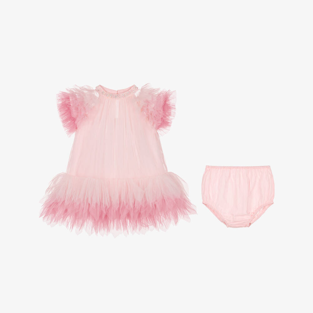 Tutu du Monde-Baby Girls Three-Tone Pink Tulle Dress | Childrensalon Outlet