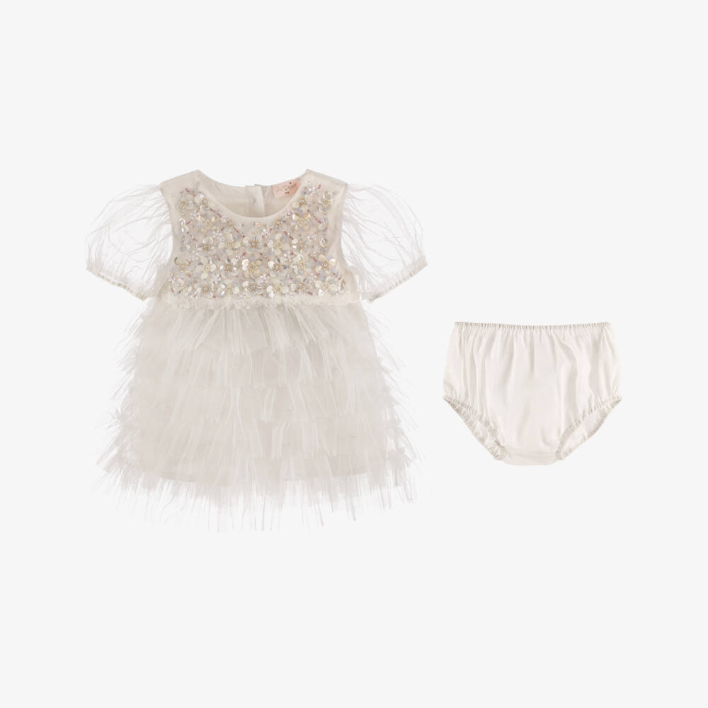 Tutu du Monde-Baby Girls White Tulle Dress | Childrensalon Outlet