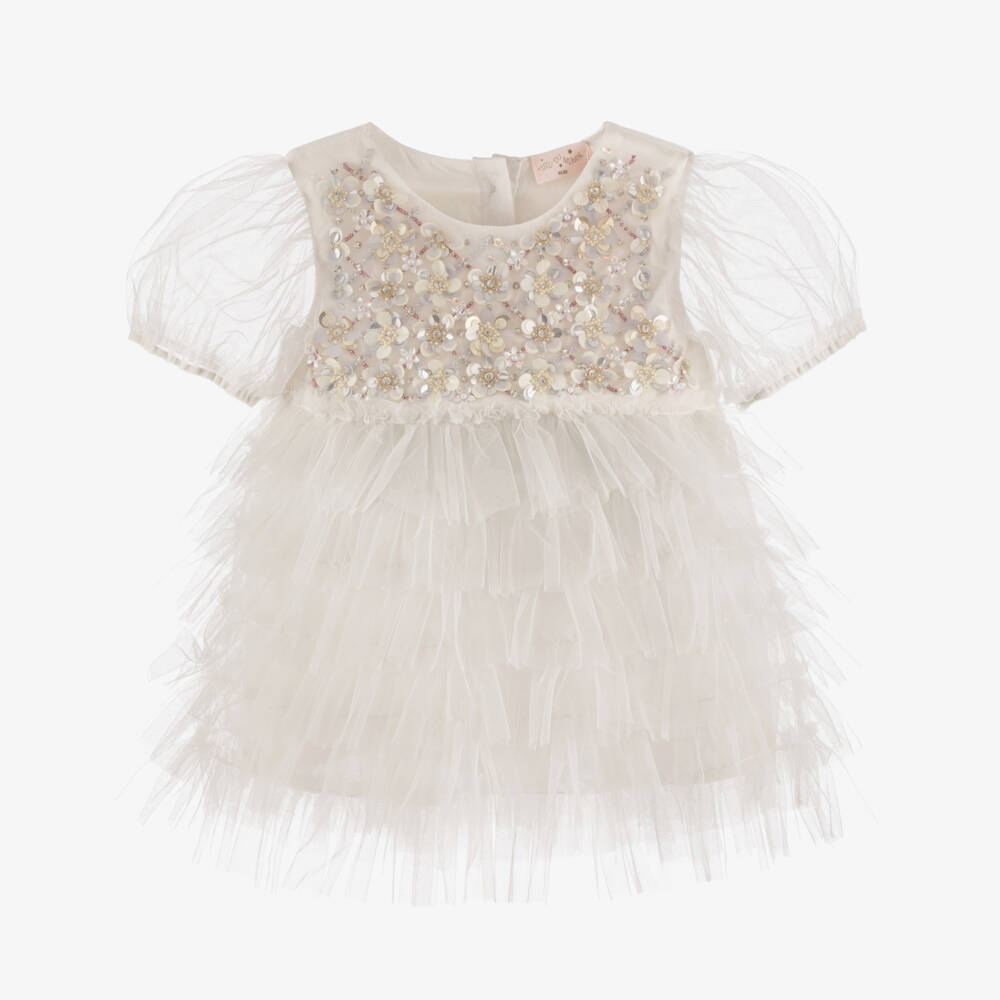 Tutu du Monde-Baby Girls White Tulle Dress | Childrensalon Outlet