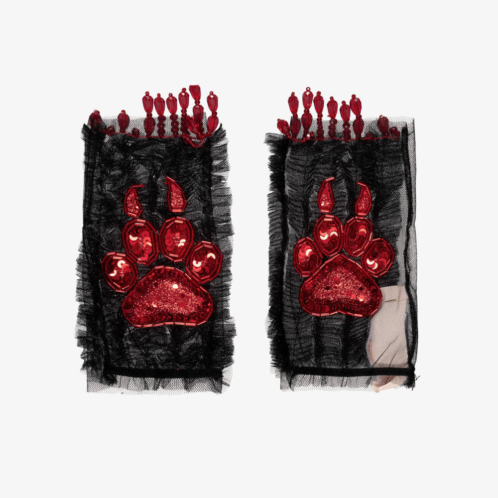 Tutu du Monde-Black & Red Sequin Stone Gloves | Childrensalon Outlet