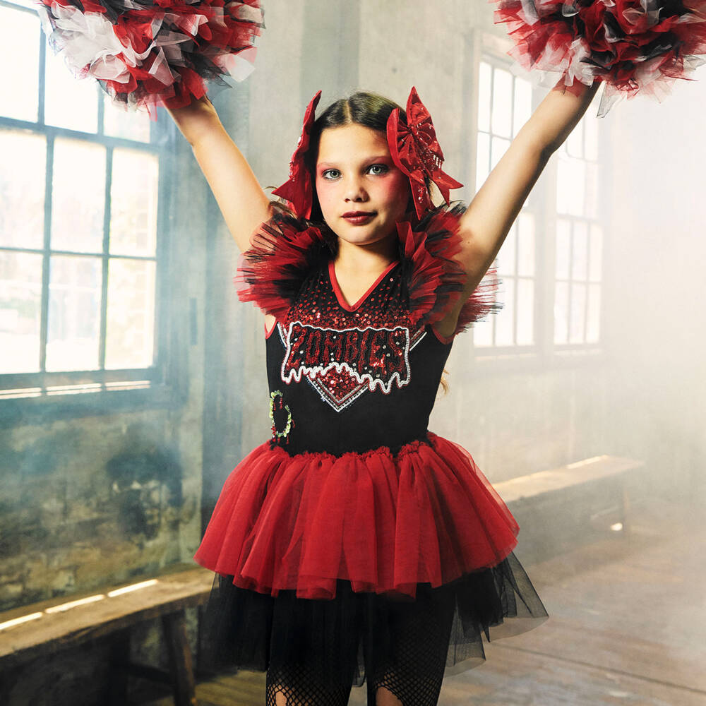 Tutu du Monde-Black & Red Zombies Sequin Cheerleader Tulle Dress | Childrensalon Outlet