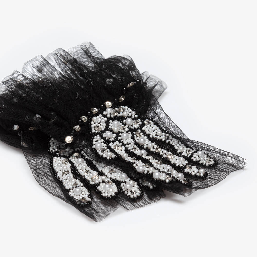 Tutu du Monde-Black & White Sequin Skeleton Gloves | Childrensalon Outlet